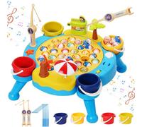 Magnetico Giochi di Pesca per Bambini,con Musica,Gambe del Tavolo Staccabili e Secchiello da Pesca,con 45 Pesciolini e 4 Canna da Pesca,Gioco Pesca Adatto a Bambini e Bambine dai 3 Anni in su