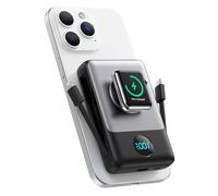 Magnetico Power Bank con Cavi Integrati per MagSafe, 10800mAh Wireless Caricatore Portatile QC4.0+25W PD Ricarica Rapida USB C Batteria Esterna con LED Display per Apple Watch/iPhone 16/15/14/13/12