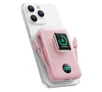 Magnetico Power Bank con Cavi Integrati per MagSafe, 10800mAh Wireless Caricatore Portatile QC4.0+25W PD Ricarica Rapida USB C Batteria Esterna con LED Display per Apple Watch/iPhone 16/15/14/13/12