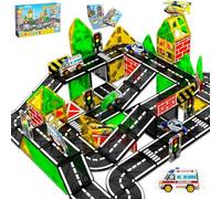 Magnetopia Costruzioni Magnetiche Set Stradale | 50 Pezzi Blocchi Magnetici con Veicoli Giocattolo | Costruisci e gestisci il tuo trasporto urbano ideale | Adatto a bambini dai 3 agli 8 anni