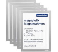 Magnetoplan 1130332 magnetofix cornice magnetica 5 pezzi, A4, Argento