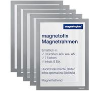 Magnetoplan 1130401 magnetofix cornice magnetica 5 pezzi, A3, Grigio