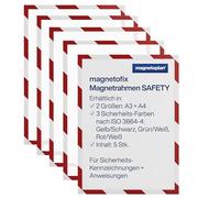 Magnetoplan 1131446 magnetofix Safety cornice magnetica 5 PZ. A4 Rosso/Bianco