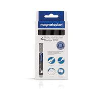 magnetoplan 1228112 - Pennarello per lavagna e fogli mobili, 4 pezzi, nero