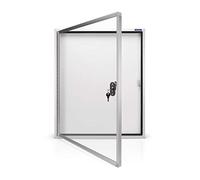 Magnetoplan bacheca CC, 9 X A4, Ulteriori misure a scelta con vetro di sicurezza per esterni, Bianco/Alluminio/Grigio