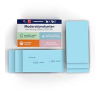 magnetoplan Biglietti per presentazione, rettangolari, 200 x 100 mm, 250 pezzi, colore: blu, per riunioni e presentazioni, certificati FSC e imballati senza plastica