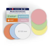 magnetoplan Biglietti per presentazione, rotondi, diametro 100 mm, 250 pezzi, biglietti per presentazioni in 6 colori pastello, per riunioni e presentazioni, certificati FSC e imballati senza plastica