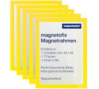 magnetoplan | Cartelletta trasparente magnetofix | per formato UNI A3 | conf da 5 pz | cornice gialla