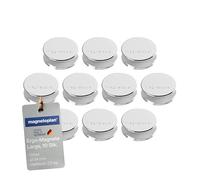 magnetoplan Ergo - Magneti per lavagna bianca, 10 pezzi, 34 x 12,5 mm, colore: Argento