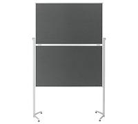 magnetoplan Lavagna in feltro pieghevole con piedini pieghevoli, incluse ruote bloccabili, 120 x 150 cm, grigio