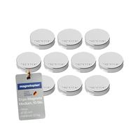 magnetoplan Magneti Ergo Medium | Ø x H 30 x 8 mm | 10 pezzi | Argento | Forte forza adesiva di 0,7 kg | Per frigorifero, lavagna, lavagna magnetica