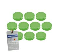 magnetoplan Magneti Ergo, Medium | Ø x H 30 x 8 mm | 10 pezzi, verde mughetto, forte forza adesiva di 0,7 kg | per frigorifero, lavagna bianca, lavagna magnetica