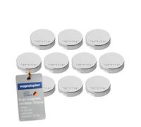 magnetoplan Magneti Ergo-Medium, 10 pezzi, argento | Estrema forza adesiva di 700 g, diametro x altezza 30 x 8 mm, per frigorifero, lavagna bianca, lavagna magnetica e tutte le