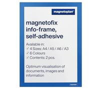 magnetoplan Magnetofix, 2 cornici autoadesive, con chiusura magnetica, formato DIN A4, cornice magnetica, per avvisi e documenti, colore: blu