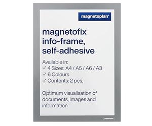 magnetoplan Magnetofix, 2 cornici autoadesive, con chiusura magnetica, formato DIN A4, cornice magnetica per avvisi e documenti, 2 pezzi, colore: grigio