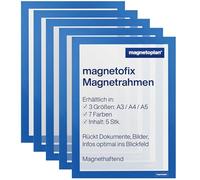 magnetoplan Magnetofix - Finestra per finestra, formato DIN A4, confezione da 5, cornice blu