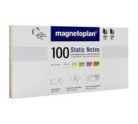 magnetoplan Statik Notes, 100 pezzi, colori assortiti, larghezza 200 x altezza 100 mm, foglietti adesivi elettrostatici per presentazione e presentazione