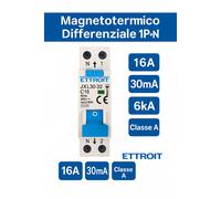 ETTROIT Interruttore Magnetotermico Differenziale Tipo A 1P+N 16A 6KA 30mA 220V