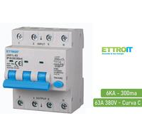 ETTROIT Interruttore Magnetotermico Differenziale 3P+N 63A 6KA 300mA 380V Occupa