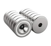 Magnetpro 12 pezzi magneti 7 KG forza 16 x 5 mm con foro e capsula, magnete con