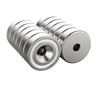 Magnetpro 12 pezzi magneti 7 KG forza 16 x 5 mm con foro e capsula, magnete con base in acciaio svasato con viti