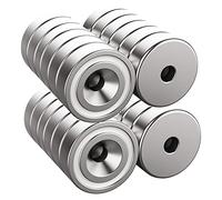 Magnetpro, 24 magneti da 10 kg di forza, 20 x 7 mm con foro e capsula, magnete a testa svasata con viti