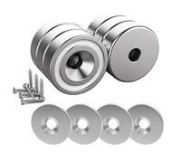 Magnetpro 6 pezzi magneti 10 KG forza 20 x 7 mm con foro e capsula, magnete al neodimio con base in acciaio svasato con viti e 6 cuscini in acciaio