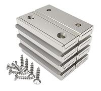 Magnetpro 8 pezzi Magneti rettangolari 20 kg forza 40 x 13,5 x 5 mm con foro svasato e capsula, magnete con base per uso domestico e industriale con viti