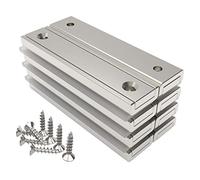 Magnetpro 8 pezzi magneti rettangolari 30 kg forza 60 x 13,5 x 5 mm con foro svasato e capsula, magnete in neodimio con base in acciaio per uso domestico e industriale con viti