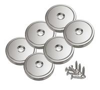Magnetpro Magneti a disco da 6 pezzi con capsula 55 KG forza di trazione 36 x 8 mm, magnete con base in acciaio con viti