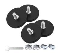 Magnetpro - Set di 4 magneti potenti gommati antiscivolo, antigraffio e anticorrosione, potenza di colla superiore a 15 kg, con filettatura esterna in acciaio inox 1/4"-20 e dado