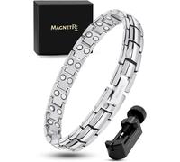 MagnetRX® Bracciale Magnetico Donna - Bracciale Magnetico Terapeutico da Donna ad Alta Potenza - Braccialetto in Titanio Regolabile con Regola Cinturino Incluso (Argento).