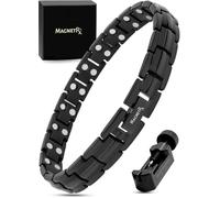 MagnetRX® Bracciale Magnetico Donna - Bracciale Magnetico Terapeutico da Donna ad Alta Potenza - Braccialetto in Titanio Regolabile con Regola Cinturino Incluso (Nero)