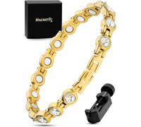 MagnetRX® bracciale magnetico donna - Braccialetti di Cristallo da Donna - Lunghezza Regolabile con Strumento di Misura (Gold)