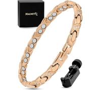 MagnetRX® Bracciale Magnetico Donna Ultra Forte - Bracciale Benessere con Doppio Magnete in Acciaio Inox e Cristalli - Magnetico Regolabile con Strumento di Misura (Oro Rosa)