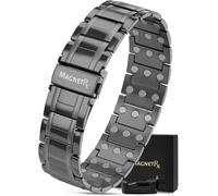 MagnetRX® Bracciale Magnetico Uomo in Titanio con Triplo Spessore - Bracciale Magnetico Terapeutico con Chiusura Pieghevole di Alta Qualità e Lunghezza Regolabile con Strumento di Misura, 23 cm