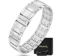 MagnetRX® Bracciale Magnetico Uomo in Titanio con Triplo Spessore - Bracciale Magnetico Terapeutico con Chiusura Pieghevole di Alta Qualità e Lunghezza Regolabile con Strumento di Misura, 23 cm