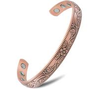 MagnetRX® Braccialetto da donna in rame - Efficace 99,9% puro rame bracciale terapia magnetica regolabile (Floral Style)