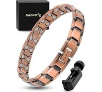 MagnetRX® Braccialetto da uomo in puro rame - Efficace braccialetto magnetico ultra resistente - Lunghezza bracciale regolabile con strumento di misurazione incluso (stile Leone)