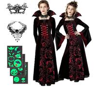 magnetspiele Vestito Halloween Bambina Vampira, Vestito Vampira Bambina, Costume Hallowe-en bambinas, Costume da Vampiro Gotico Vampiresa Costumes per Halloween Cosplay Tema Vampiro (140)