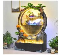 Magnifica fontana in cemento da 1,8 m con illuminazione, design giardino zen, per uso interno ed esterno, protezione da pioggia e raggi UV (grande, nero)