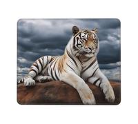 Magnificent Tiger Resting On A Rock with Cloudy Sky Mousepad Portatile Tappetino per Mouse Bordi Cuciti Mouse Pad per Computer Ufficio Pc 25X30Cm