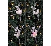 MAGNIFICI Gisela Graham acrilico trasparente/rosa ballerina decorazione albero di Natale Set di 4 da Gisela Graham