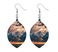 Magnifici orecchini in legno a forma di nuvola di pioggia da donna, gioielli vintage eleganti in legno, orecchini leggeri per matrimoni, feste, regalo di tutti i giorni, Apricot shaped, Legno, Legno