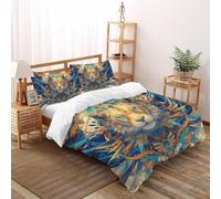 Magnifico. Il leone Copriletto Stampa 3D selvaggio Le Animalii Biancheria Da Letto Microfibra Leggera Chiusura A Cerniera Per Bambini/Ragazzi 3 Pezzi Super King(260x220cm)