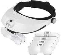 Magnifying Glass Lamp Repair Tool Magnifying Glass With Led Lights 1X 1.5X 2X 2.5X 3.5X 2LED Head-Mounted Illuminating Magnifier Glasses Loupe Flexible Gooseneck Arm marriage