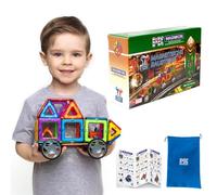 MAGNIKON - Mattoncini magnetici da costruzione per auto, 34 pezzi, ideali come giocattolo da costruzione per promuovere la creatività e le capacità motorie, giocattoli per bambini dai 3 anni in su