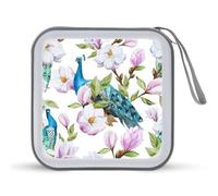 Magnolia and Peacock Funny CD Case Holder Organizer 40 Capacità DVD Collection Storage Bag Wallet Book per Auto Casa Viaggio