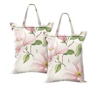 magnolia beauty fiori estivi rosa borse da viaggio per lavanderia borse impermeabili per allenamento yoga 2 pz vestiti sporchi borsa per viaggiare con manico