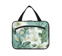 Magnolia bianca Fiori e foglie Hanging Borse per le donne Viaggio con gancio, Designer Unisex Medicine Bag per accessori Must Haves Hotel bolso Viajero para Mujer L